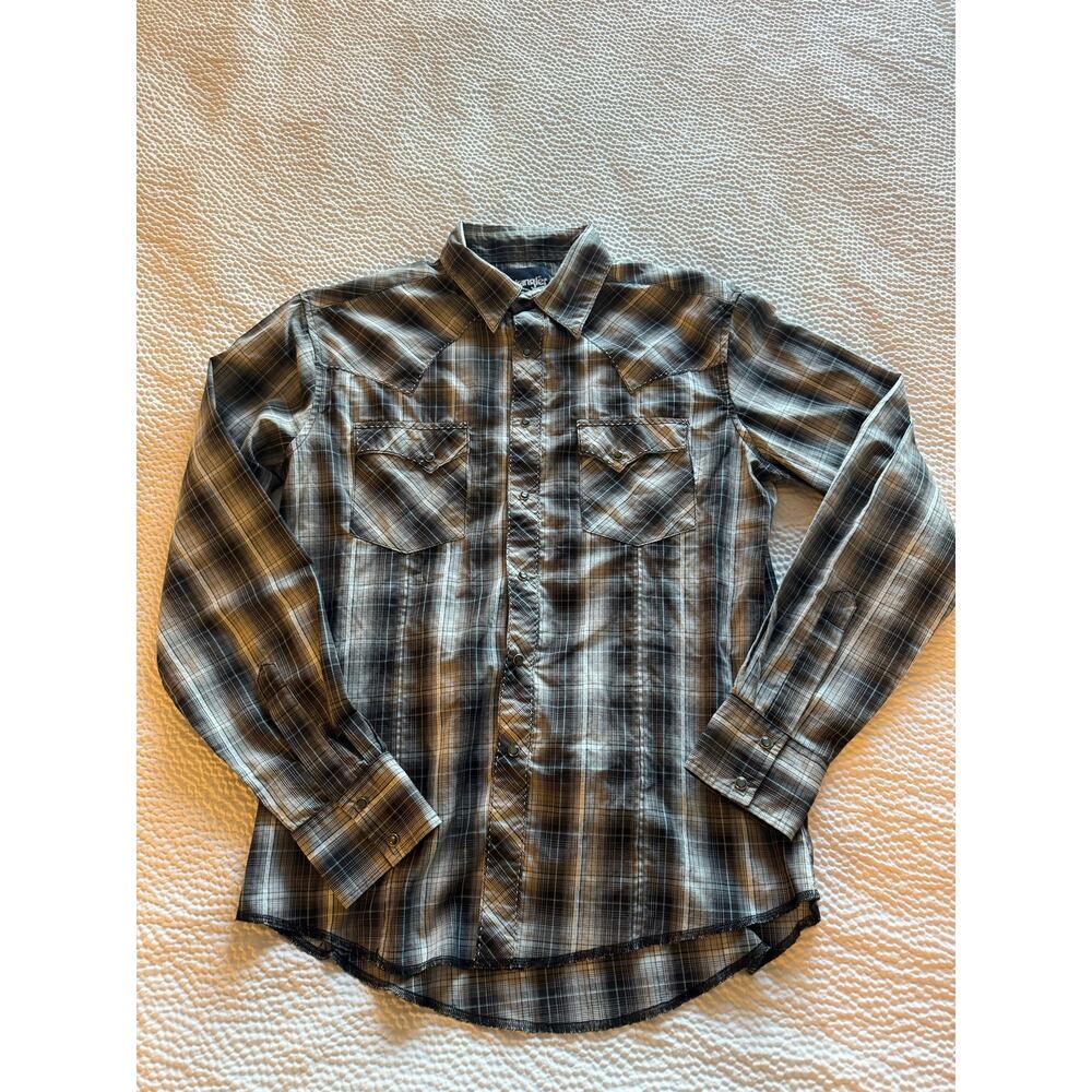 Wrangler Pearl Buttons Long Sleeve Shirt Men’s Size M‎